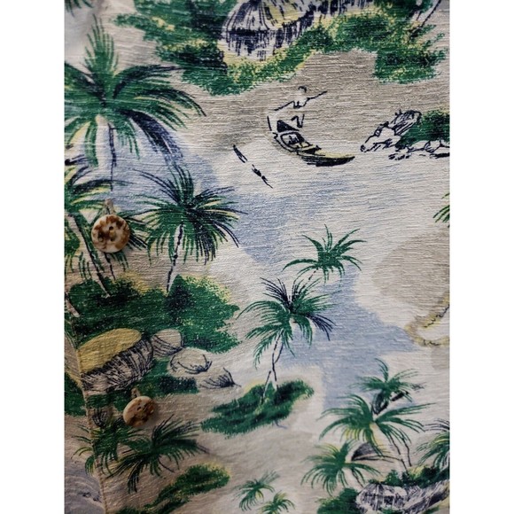 Vintage 90's Bugle Boy Hawaiian Floral Short Sleeve Shirt Men's  L Silk Blend - Picture 4 of 7
